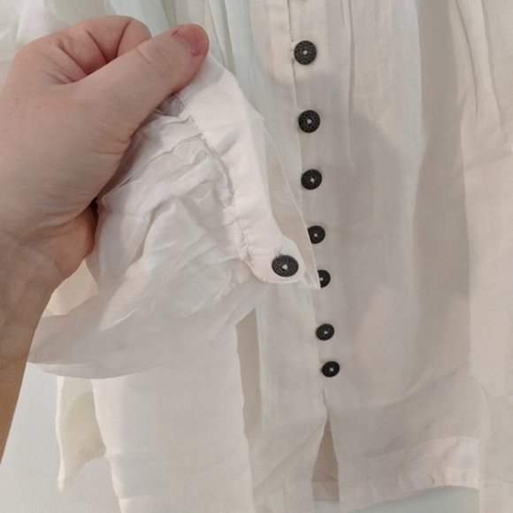 Free People White Buttondown Blouse Top - Picture 3 of 9